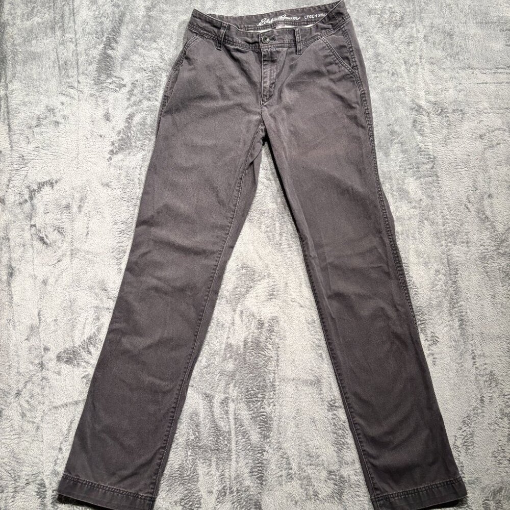 Eddie Bauer Women's Size 8L 30x34 Legendary Gray Cotton Straight Leg Chino Pants - Picture 3 of 10